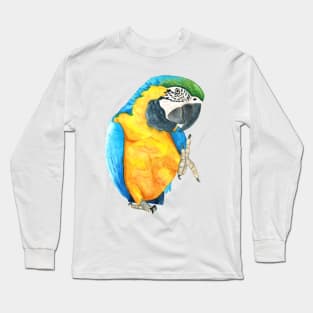 blue-and-gold macaw  ara ararauna parrot watercolor n.2 Long Sleeve T-Shirt